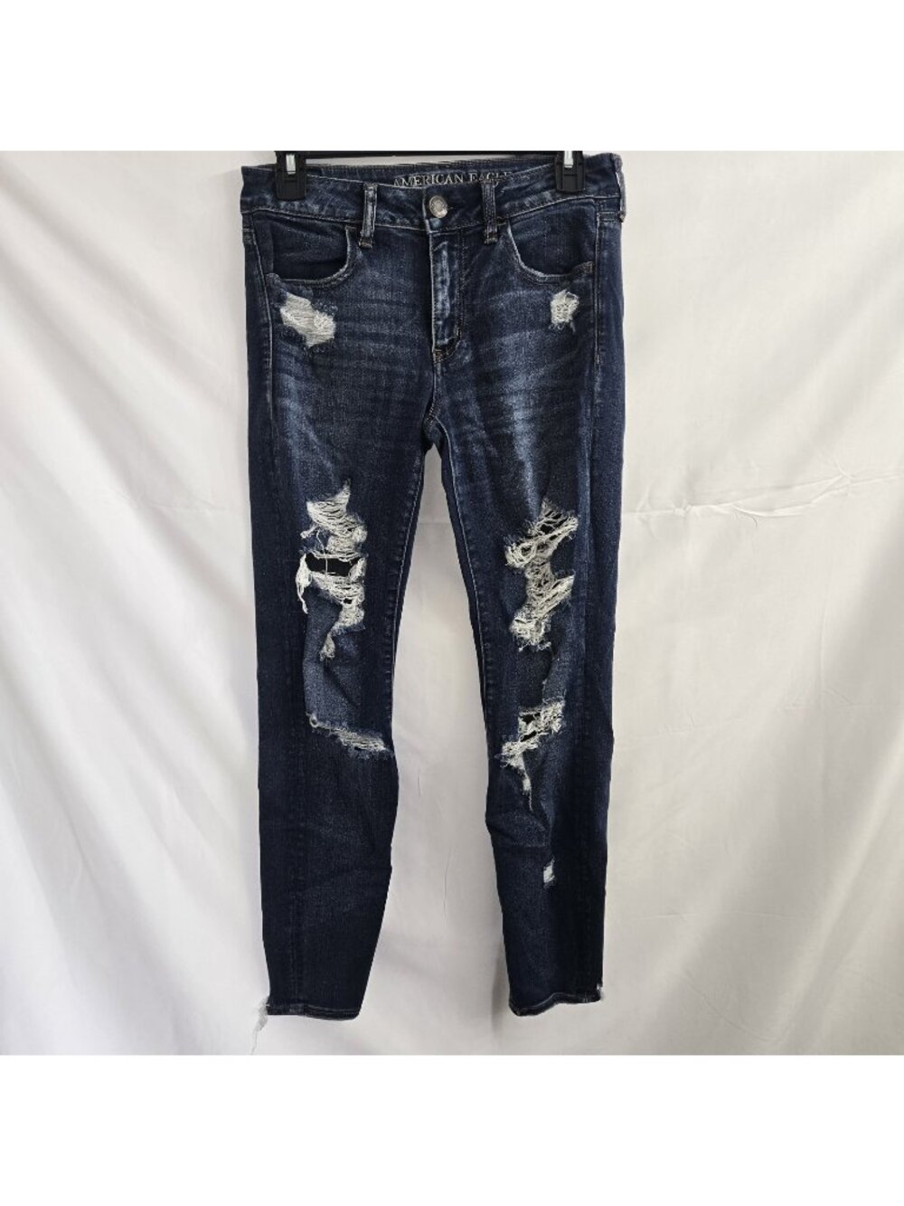 American Eagle Super Stretch X Jegging Size 6 Regulat Distressed Blue Denim